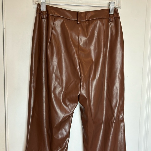 NWT Princess Polly Lillie Faux Leather High Waist Straight Leg Pants Brown Tan 6 - Picture 6 of 9